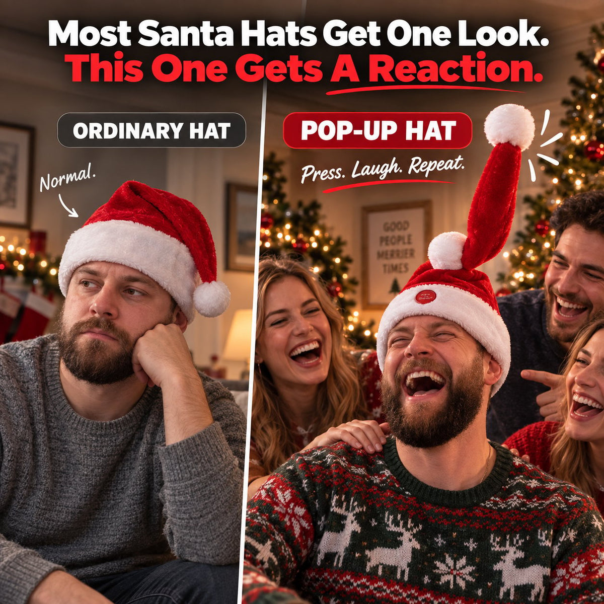 🔥LAST DAY 50% OFF -😂JollyRise™ Animated Santa Hat