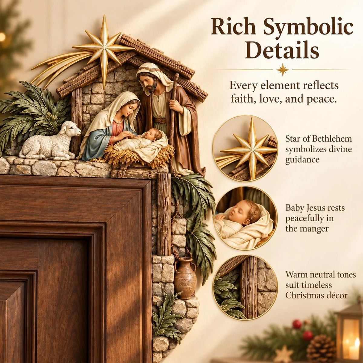 ⏳ Last Day 49% OFF –🎄Christmas Nativity Door Frame Corner Decor