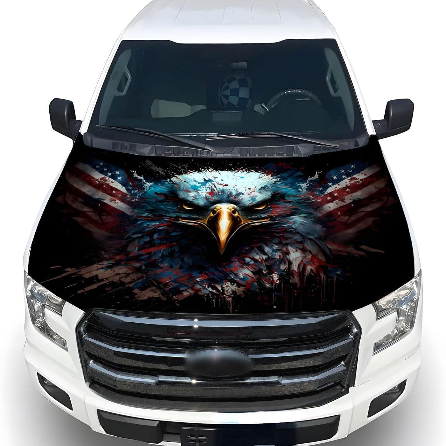 🔥65K+ Sold American Eagle Car Hood Flag Cover 🇺🇸🦅 No Glue, No Tools, Install in 1 Minute 🚗