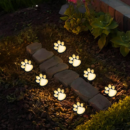 Solar-Powered Paw Print Outdoor Lights