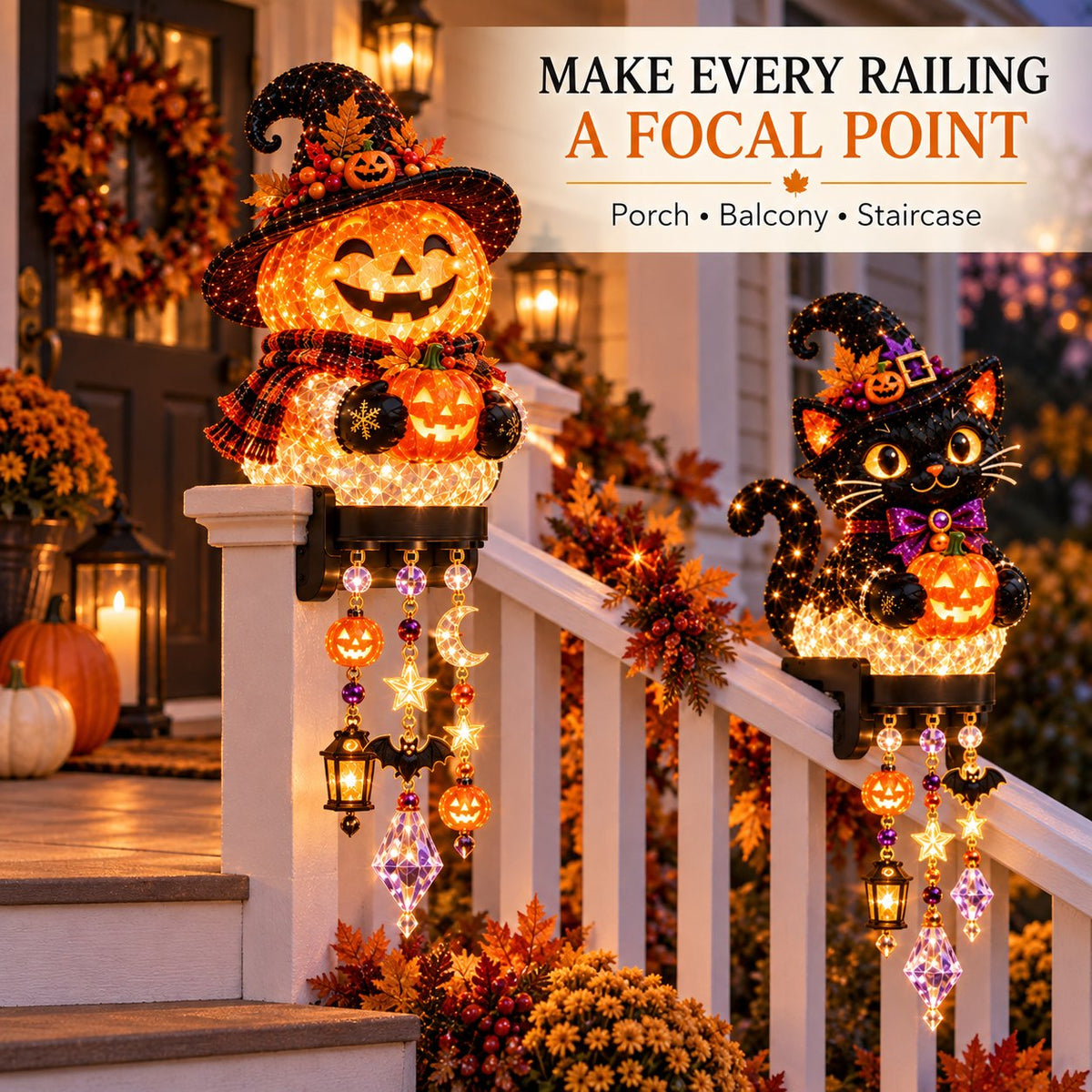 ⏰ LAST DAY 49% OFF -🎃 Halloween Porch Magic Cascade Railing Lights