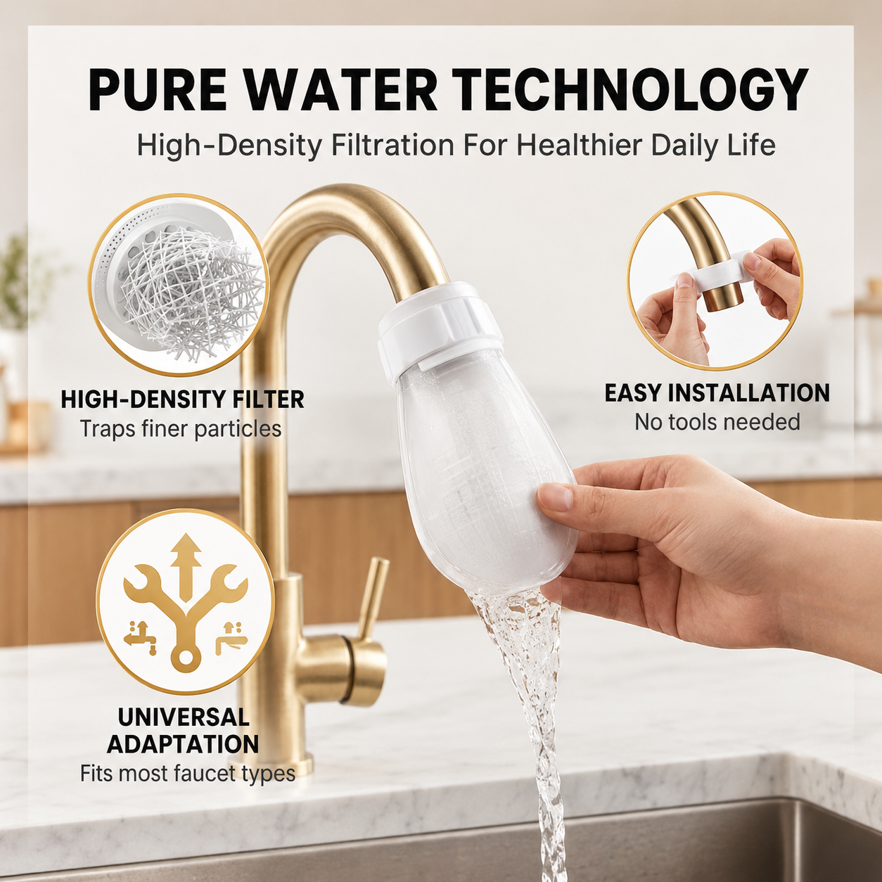 ✨Day Sale 50% OFF✨Anti-Splash Kitchen Faucet Filter for Sediment & Rust Removal