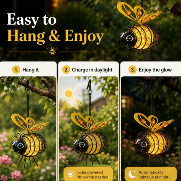 🌙🍃🪴Hanging Solar Bee Light – Spread Joy Day and Night 🌞🌜