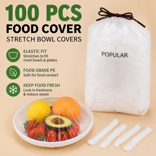 𝟒𝟗% 𝐎𝐅𝐅 𝐅𝐥𝐚𝐬𝐡 𝐒𝐚𝐥𝐞!:100PCS Disposable Stretch Food Covers for Bowls & Plates