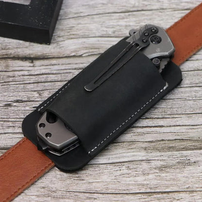 Genuine Leather Knife Sheath Foldable Lightweight Belt Pouch