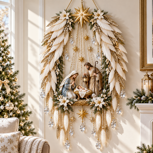 ✨ Angel Wings Nativity Light – Christian Christmas Wall Decor 👼