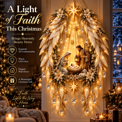 ✨ Angel Wings Nativity Light – Christian Christmas Wall Decor 👼