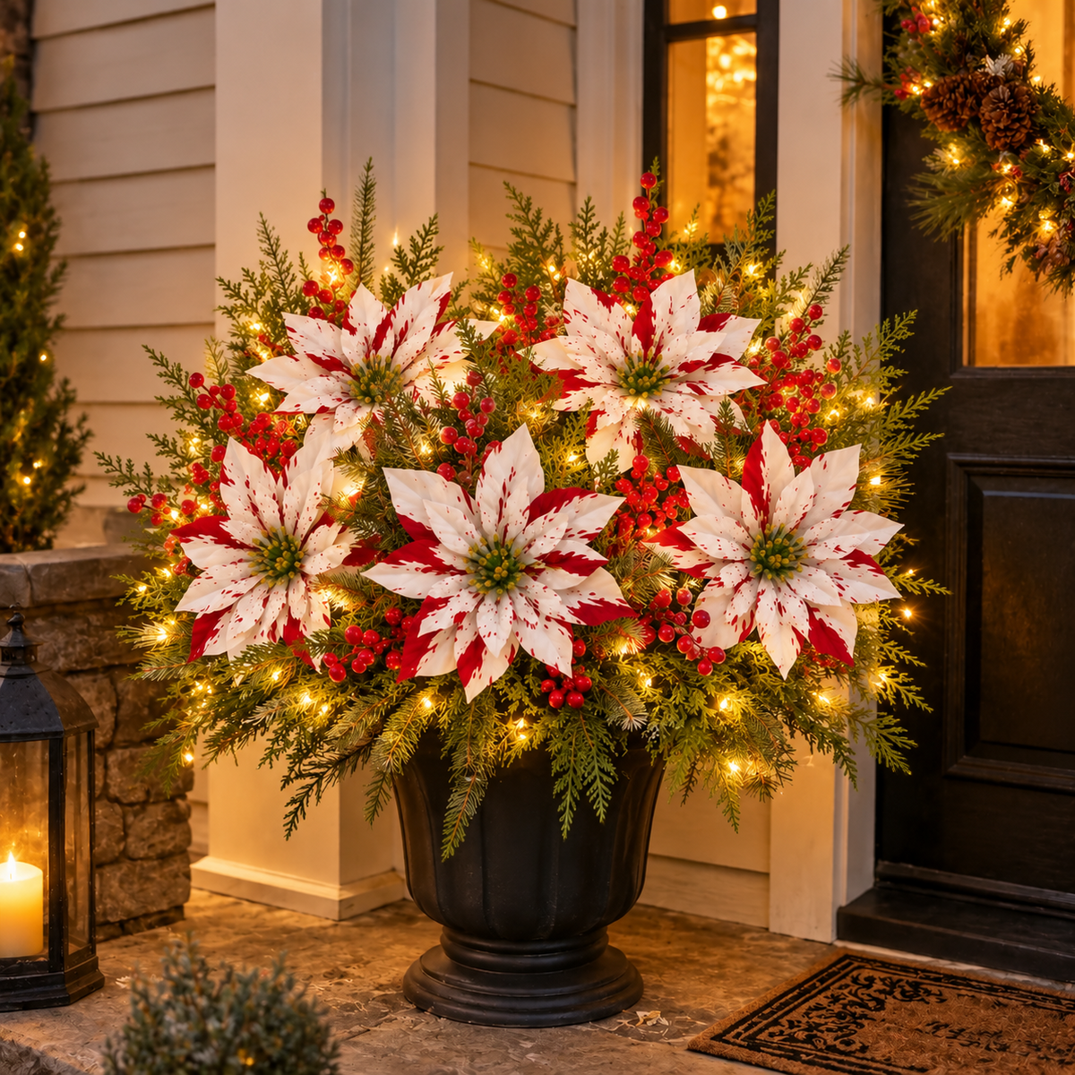 🔥LAST DAY 49% OFF -🌸Light-up Christmas Poinsettia Planter Liner