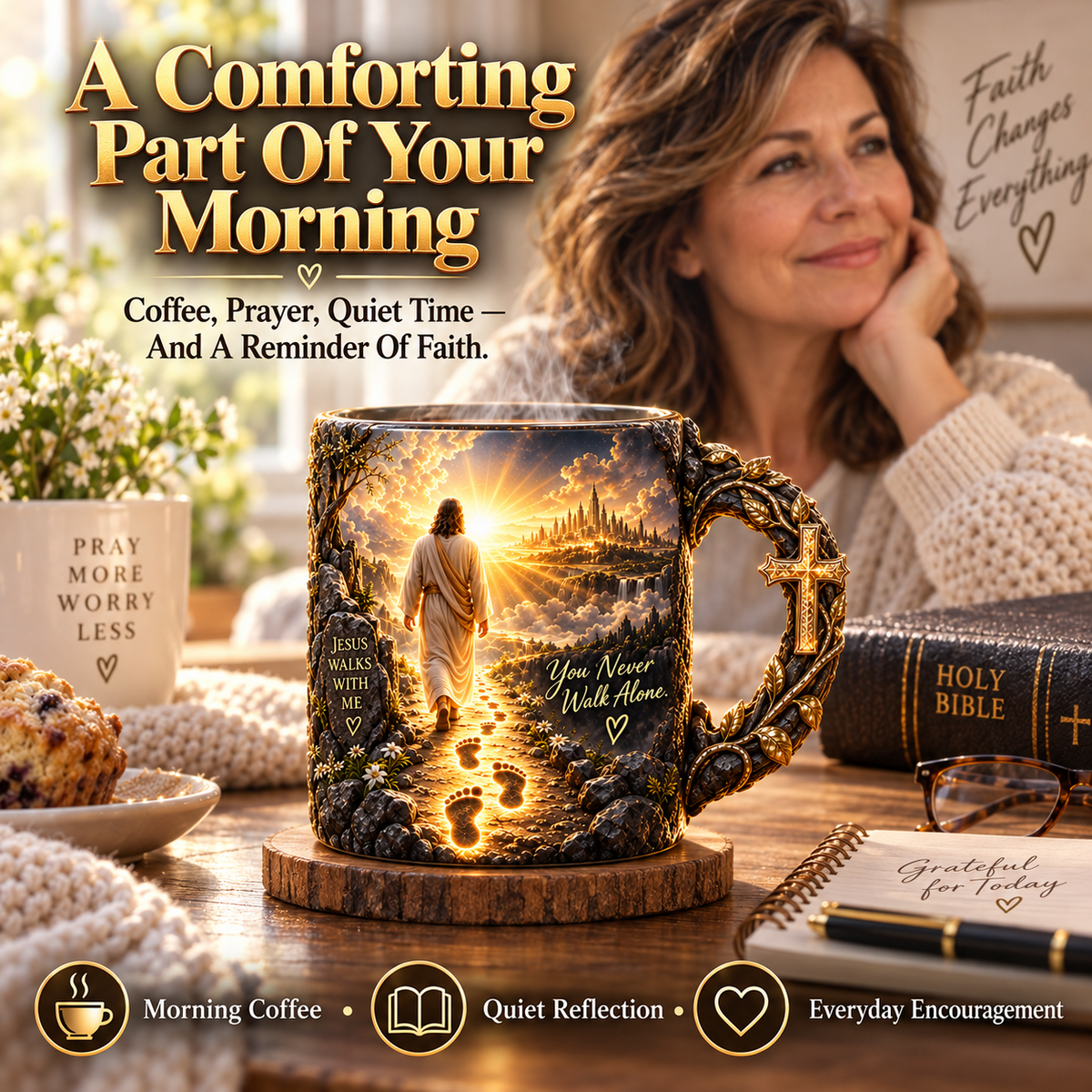 🔥Last Day 49% OFF🔥✝️Jesus Walks With Me™ – Faith Heat-Reveal Mug