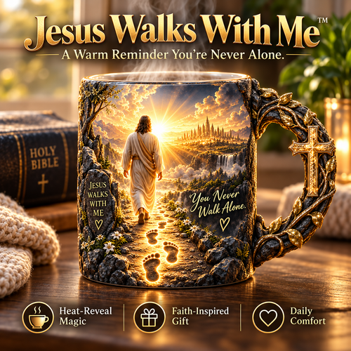 🔥Last Day 49% OFF🔥✝️Jesus Walks With Me™ – Faith Heat-Reveal Mug