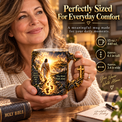 🔥Last Day 49% OFF🔥✝️Jesus Walks With Me™ – Faith Heat-Reveal Mug