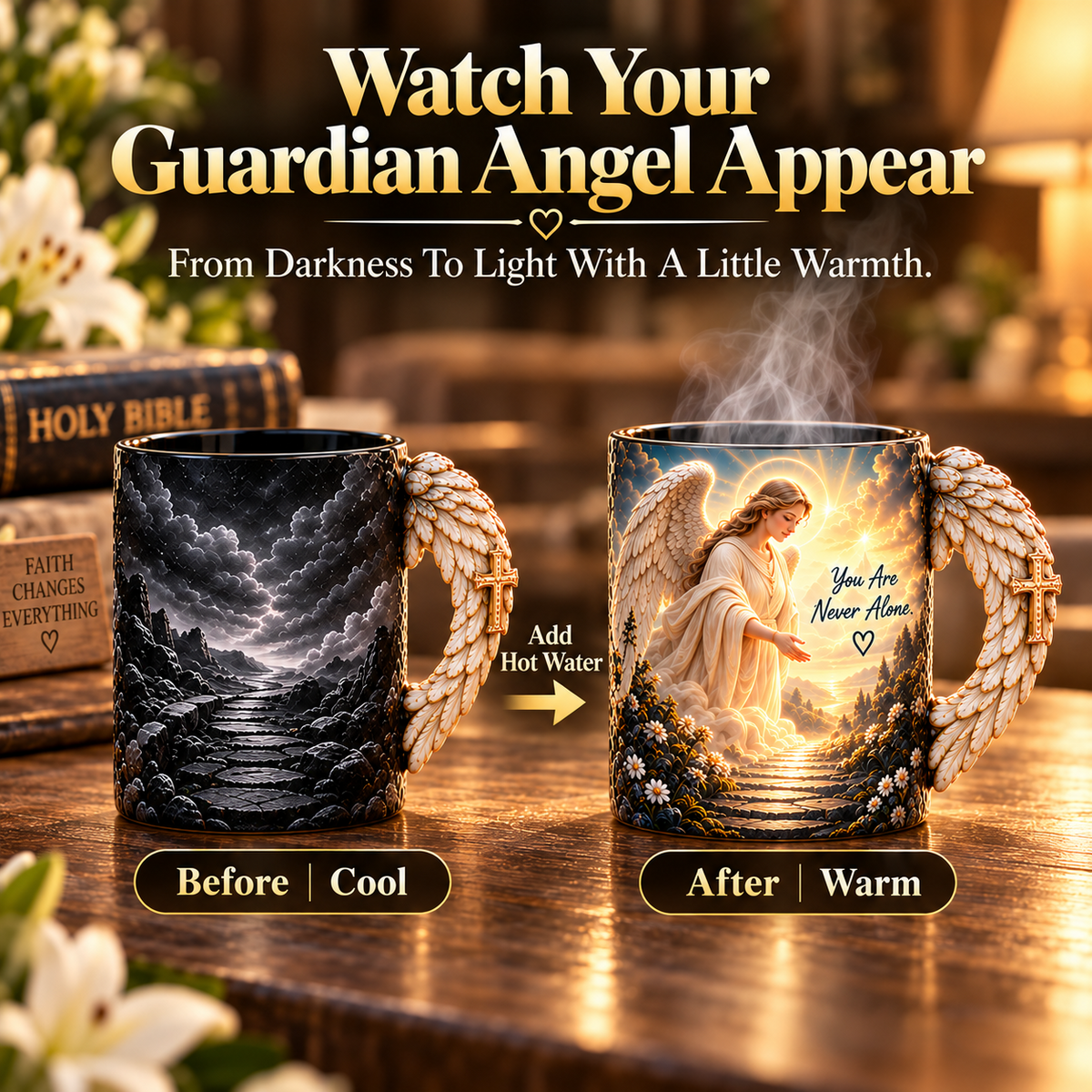 🔥Last Day 49% OFF🔥🪽 Angel’s Embrace™ ✨– Guardian Angel Heat-Reveal Mug