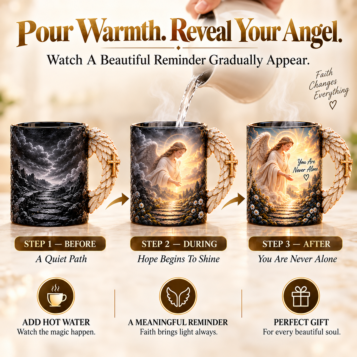 🔥Last Day 49% OFF🔥🪽 Angel’s Embrace™ ✨– Guardian Angel Heat-Reveal Mug