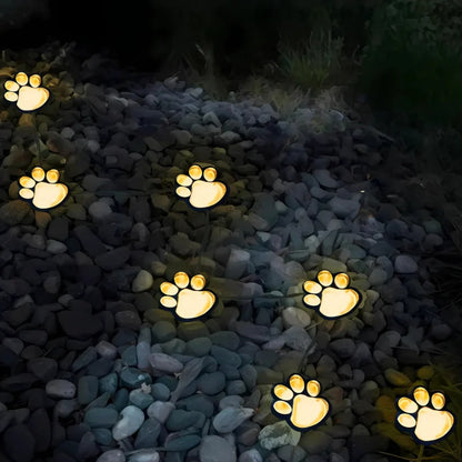 Solar-Powered Paw Print Outdoor Lights