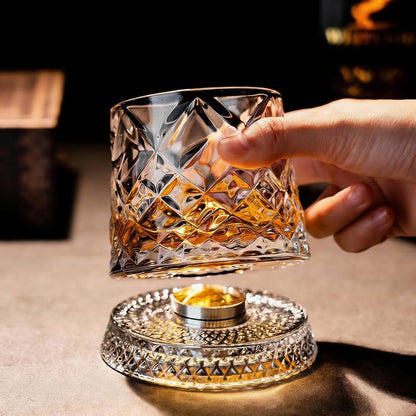 Luxury 360° Spinning Crystal Glass – Star-Cut Stress Relief Whiskey & Wine Glass