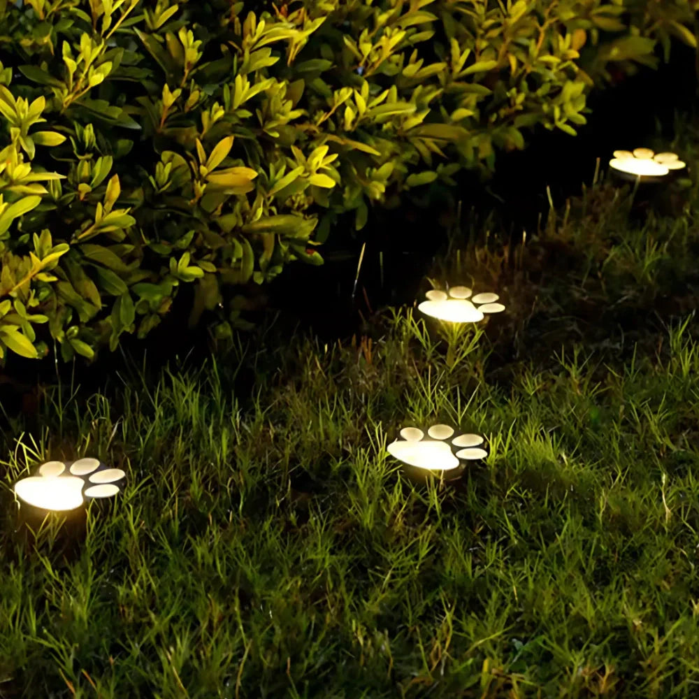 Solar-Powered Paw Print Outdoor Lights