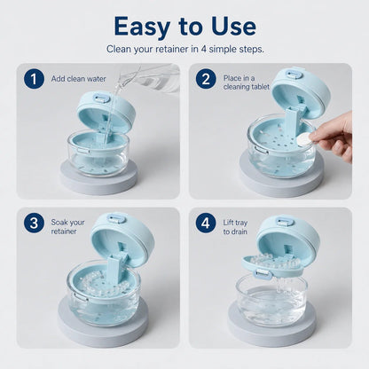 🎁Hot Sale Promotion 49% OFF🔥3-in-1 Leak-Proof Retainer Cleaning Case with Mirror, Drain Tray & Travel Storage