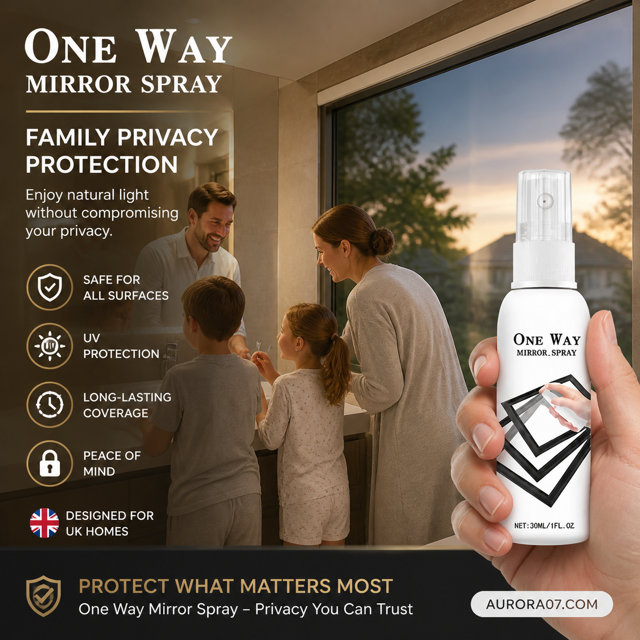 🏆LAST DAY SALE 49% OFF🔥Reflective One-Way Window Privacy Spray | UV Protection for Home & Car