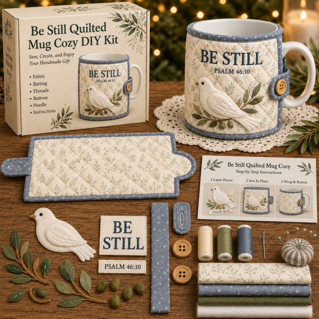 ✝️ Faith & Scripture Mug Cozy Sewing Kit