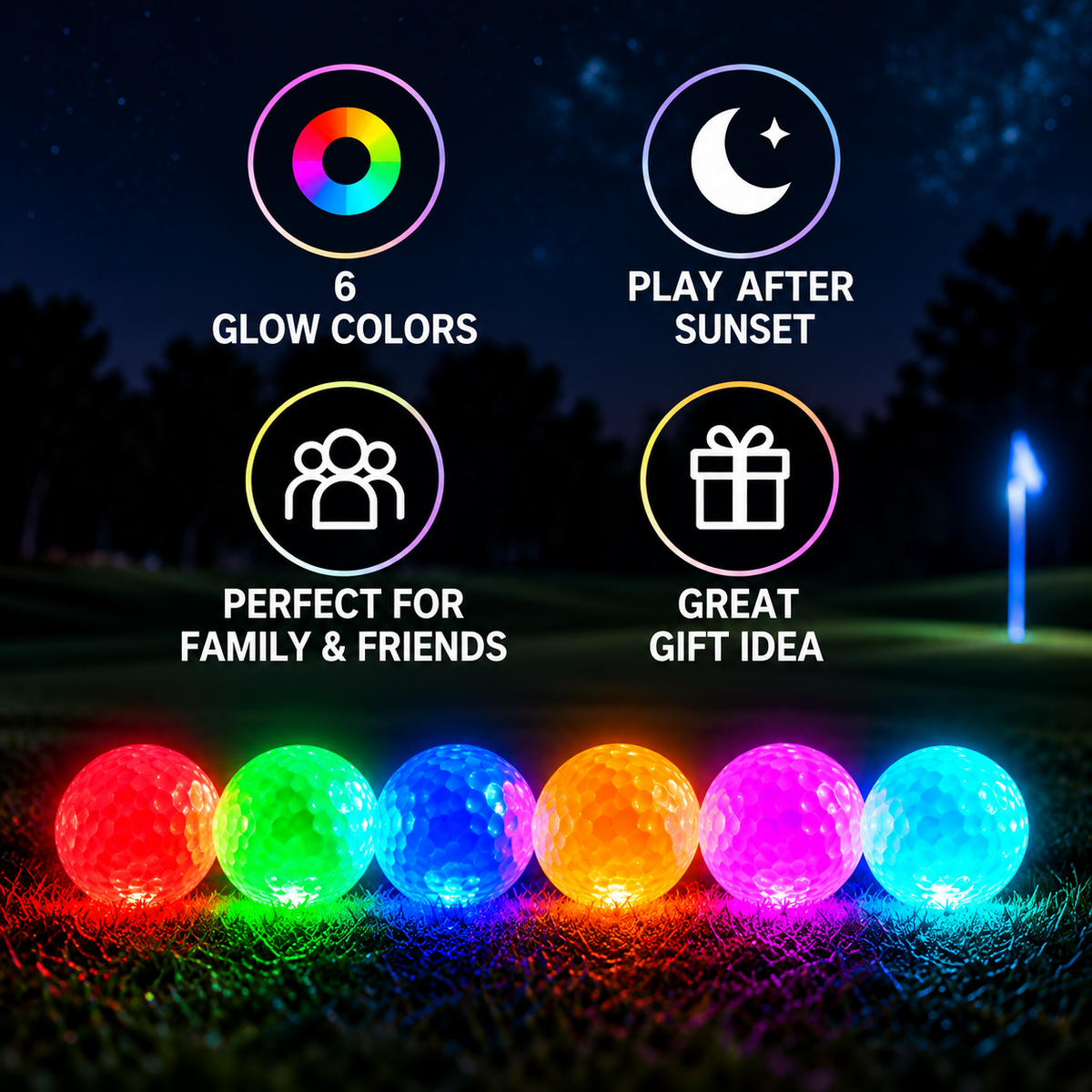 ⏳ Last Day 50% OFF-🏌️6-Pack Glow Golf Balls