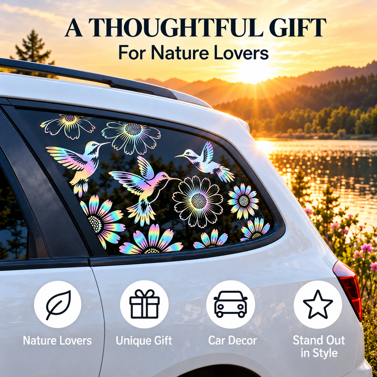 🔥Last Day 50% OFF-🐦🌻Hummingbird and sunflower car decal