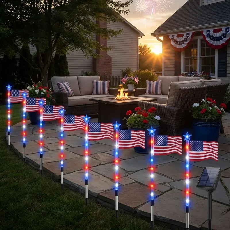 Outdoor Solar American Flag Light (6.5ft x 3.28ft) | Ultra-Bright Waterproof Patriotic Yard Decor