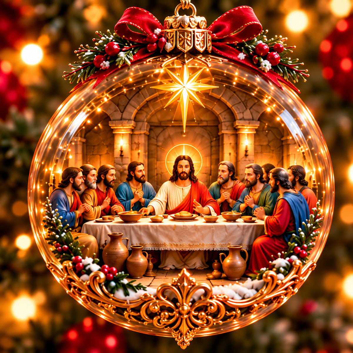 ✨ Last Day – 49% OFF-✝️ The Life of Jesus™ — 6-Piece 3D Illuminated Glass Christmas Ornament Set