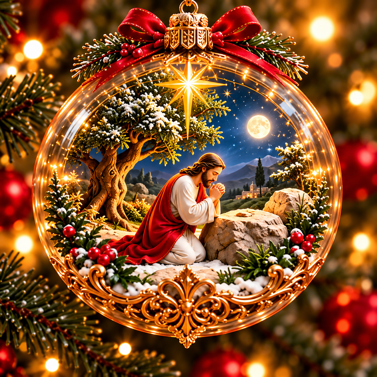 ✨ Last Day – 49% OFF-✝️ The Life of Jesus™ — 6-Piece 3D Illuminated Glass Christmas Ornament Set