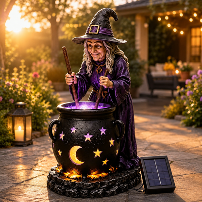 🪄🔮 Halloween Witch Cauldron Solar Light – Spooky Glowing Garden Decor For Magical Outdoor Nights