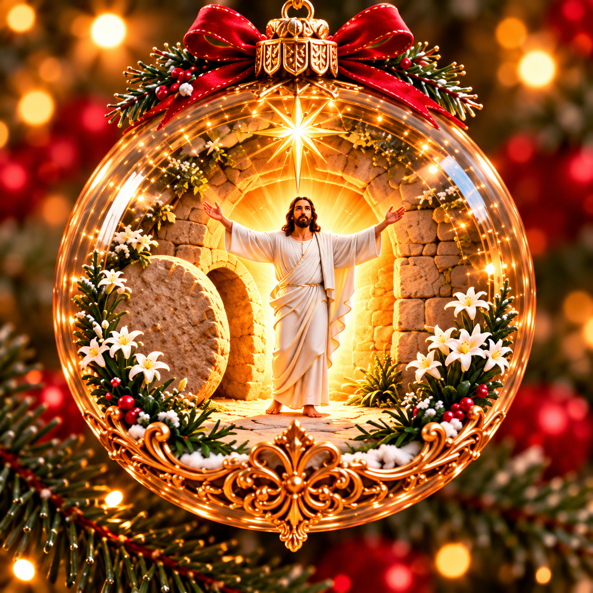 ✨ Last Day – 49% OFF-✝️ The Life of Jesus™ — 6-Piece 3D Illuminated Glass Christmas Ornament Set