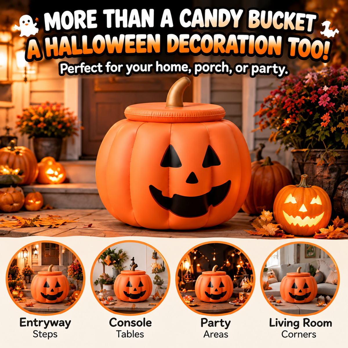 ⏳ Last Day 50% OFF-🎃Reusable Pumpkin-Shaped Container (with Removable Lid, Orange)