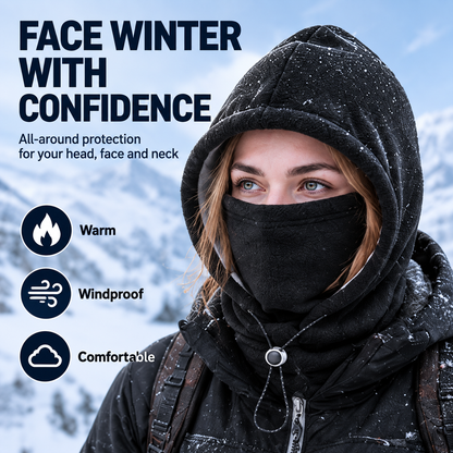 💥LAST DAY 50% OFF-❄️Windproof and Warm Integrated Face-Protection Hat🌨️(Fleece-lined)