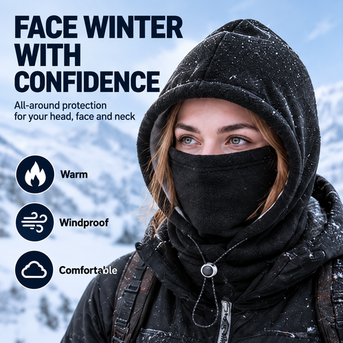 💥LAST DAY 50% OFF-❄️Windproof and Warm Integrated Face-Protection Hat🌨️(Fleece-lined)