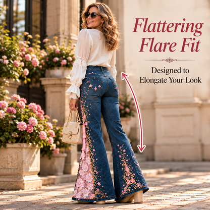 🔥Hot Sale 49% OFF🔥Royal Bloom Embroidered Flare Jeans