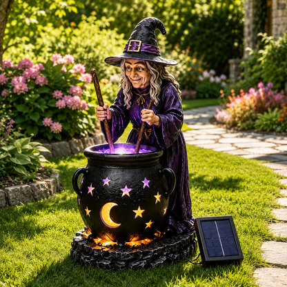 🪄🔮 Halloween Witch Cauldron Solar Light – Spooky Glowing Garden Decor For Magical Outdoor Nights