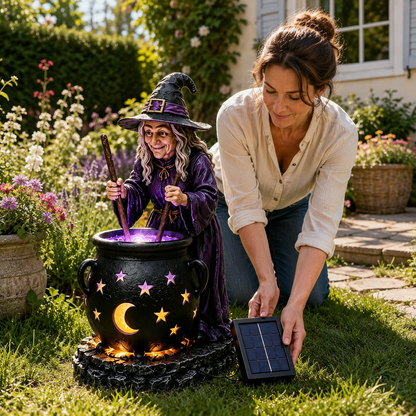 🪄🔮 Halloween Witch Cauldron Solar Light – Spooky Glowing Garden Decor For Magical Outdoor Nights
