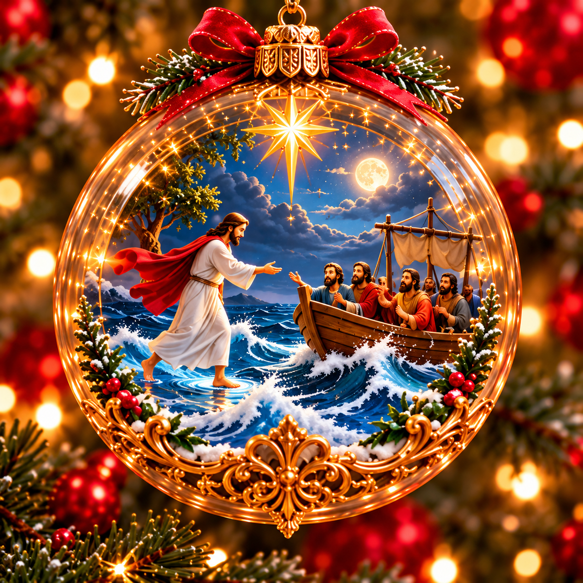 ✨ Last Day – 49% OFF-✝️ The Life of Jesus™ — 6-Piece 3D Illuminated Glass Christmas Ornament Set