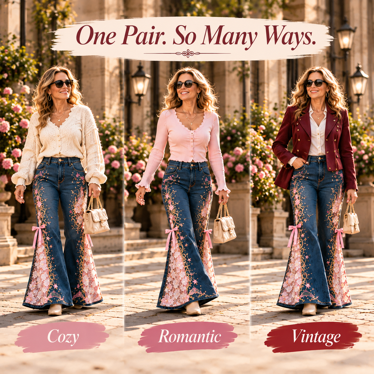🔥Hot Sale 49% OFF🔥Royal Bloom Embroidered Flare Jeans