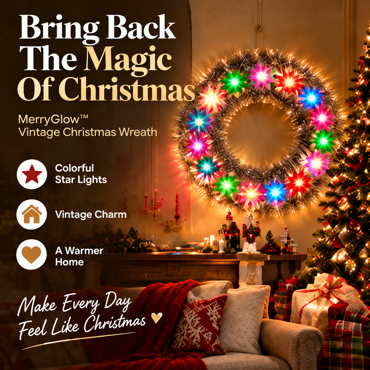 💥Hot Sale49% Off -✨ MerryGlow™ Vintage Christmas Wreath