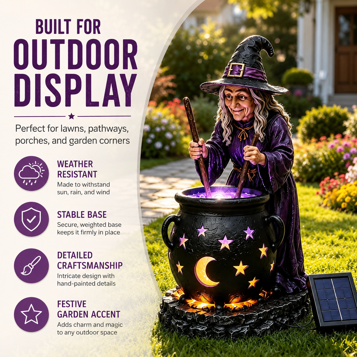 🪄🔮 Halloween Witch Cauldron Solar Light – Spooky Glowing Garden Decor For Magical Outdoor Nights