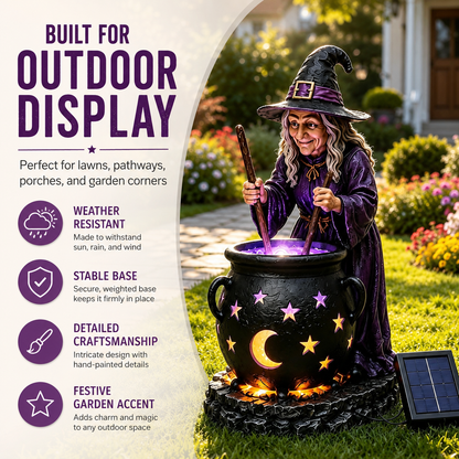 🪄🔮 Halloween Witch Cauldron Solar Light – Spooky Glowing Garden Decor For Magical Outdoor Nights