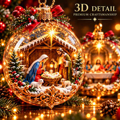 ✨ Last Day – 49% OFF-✝️ The Life of Jesus™ — 6-Piece 3D Illuminated Glass Christmas Ornament Set