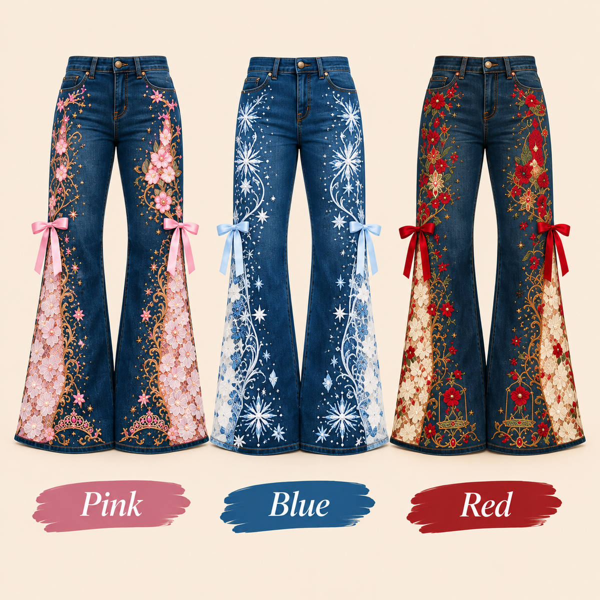 🔥Hot Sale 49% OFF🔥Royal Bloom Embroidered Flare Jeans