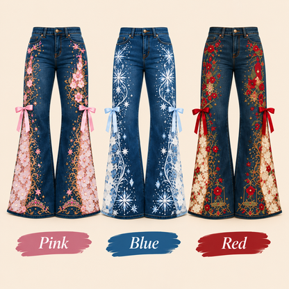 🔥Hot Sale 49% OFF🔥Royal Bloom Embroidered Flare Jeans