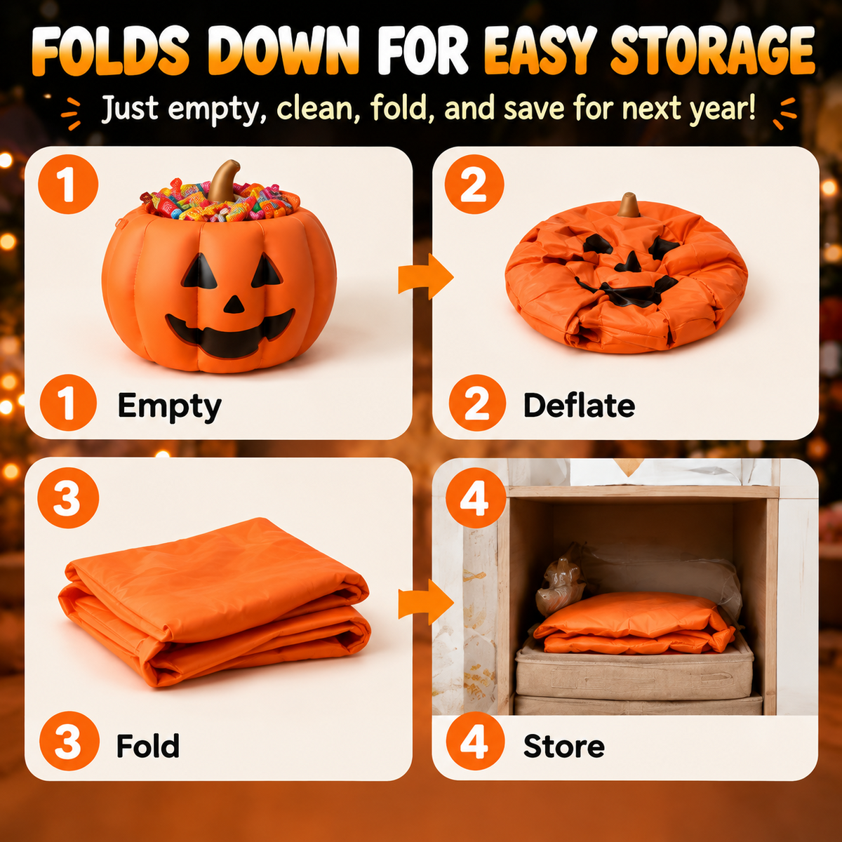 ⏳ Last Day 50% OFF-🎃Reusable Pumpkin-Shaped Container (with Removable Lid, Orange)