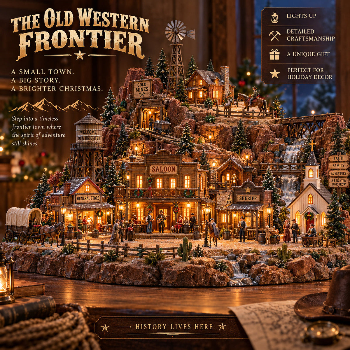 🎄 Last Day 50% OFF-🤠 Ready to Bring the Old West Home?! ⭐ The Old Western Frontier – A Glowing Town Full of Legendary Stories!