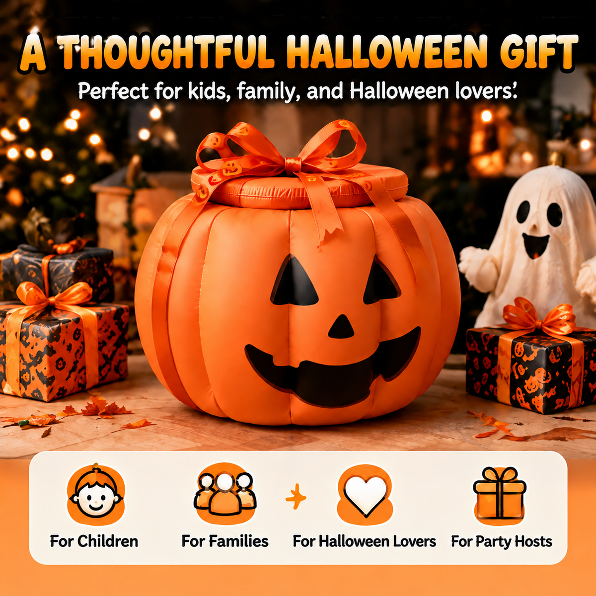 ⏳ Last Day 50% OFF-🎃Reusable Pumpkin-Shaped Container (with Removable Lid, Orange)