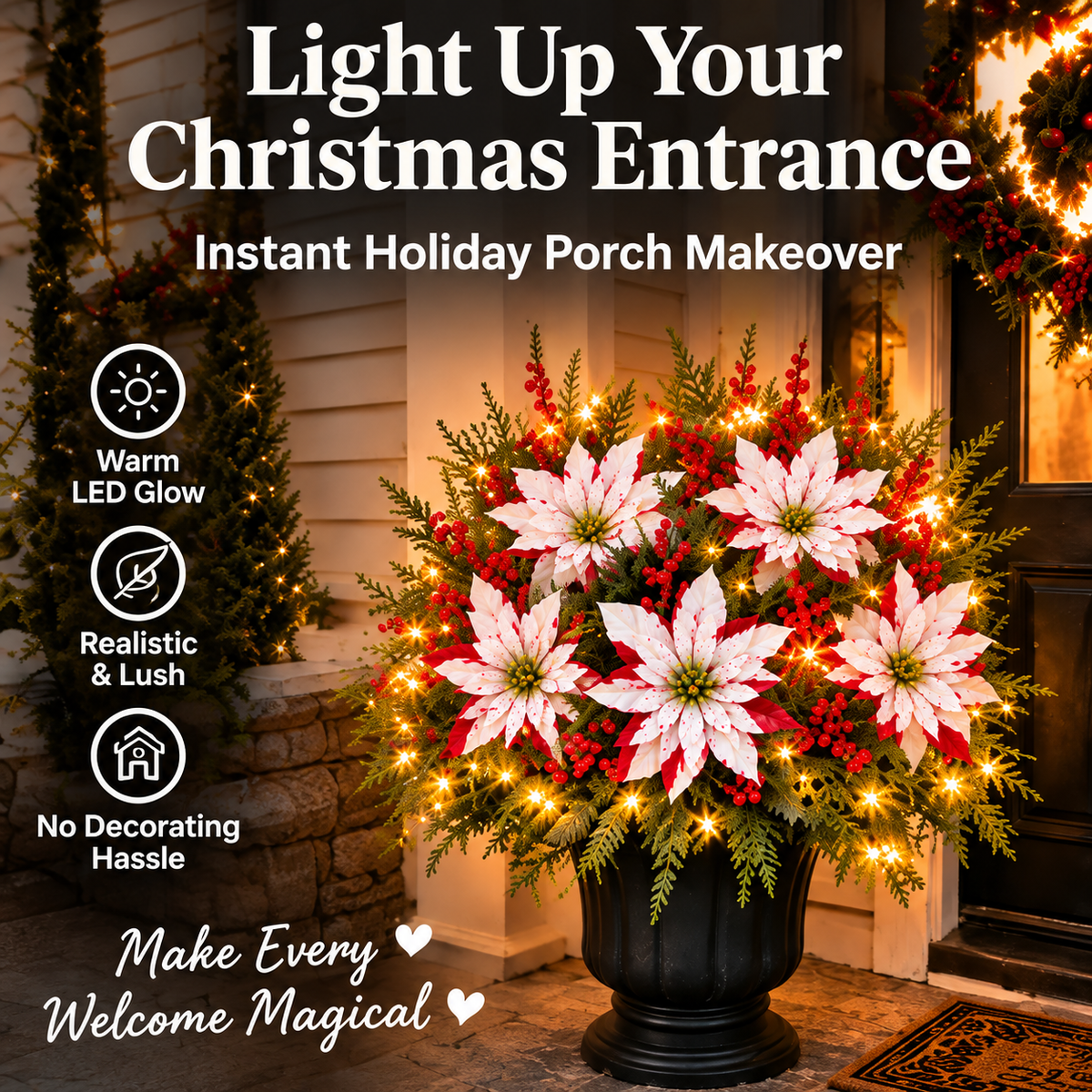 🔥LAST DAY 49% OFF -🌸Light-up Christmas Poinsettia Planter Liner