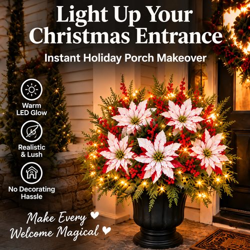 🔥LAST DAY 49% OFF -🌸Light-up Christmas Poinsettia Planter Liner