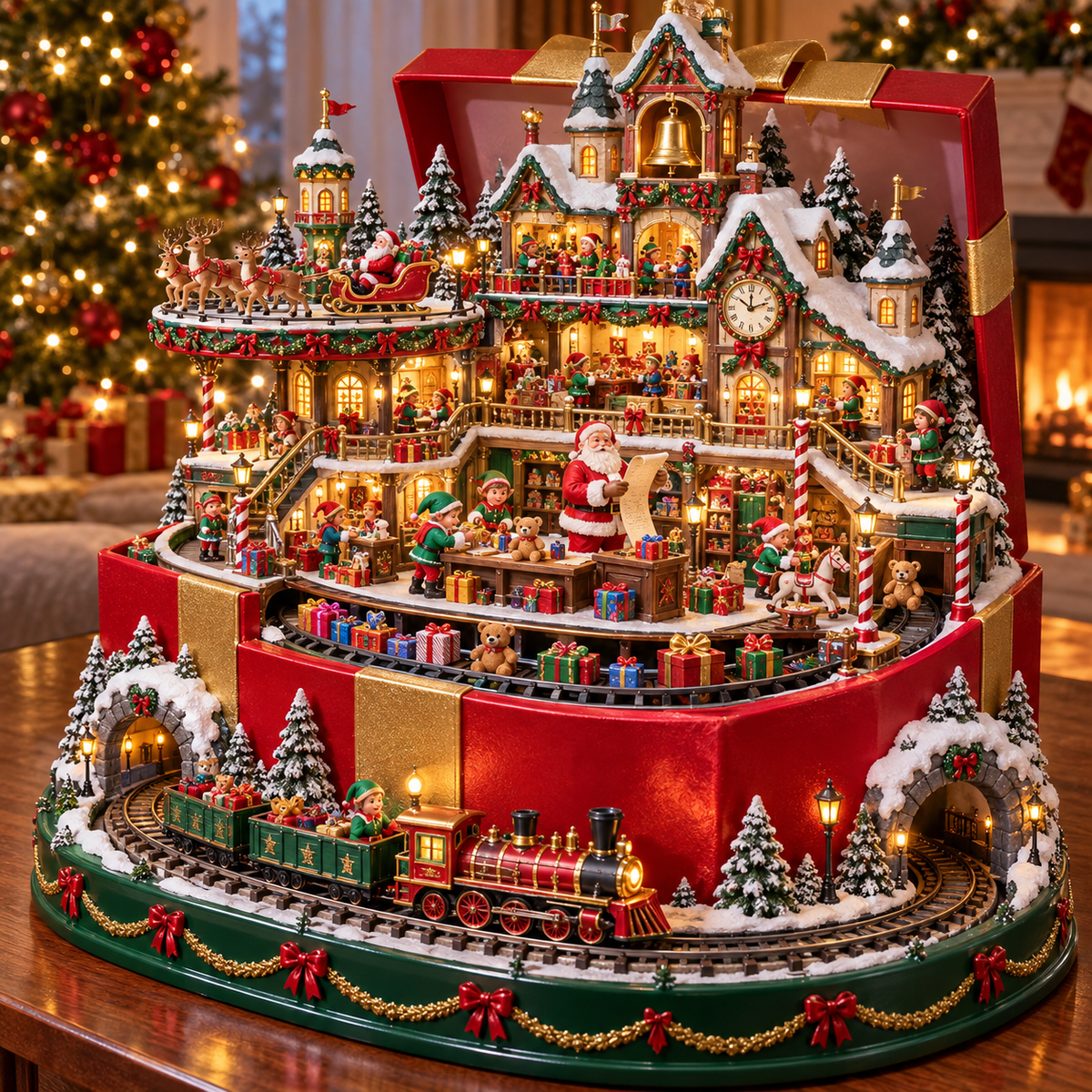 🔥 Last Day 50% OFF-🎁 Santa’s Gift Workshop Light-Up Village